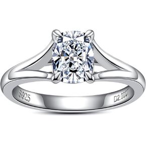 Cushion/Radiant Cut Moissanite Engagement Rings for Women 2/2.634cttw D Color VVS1 Clarity 925 Sterling Silver Wedding Promise Anniversary Rings with Certificate