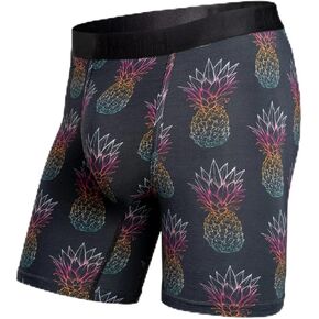 BN3TH Men's Classic Icon Boxer Briefs, 3-D Pouch, Breathable TENCEL Modal, Anti-Chafing, No-Roll Waistband, Lightweight Athletic Underwear, Moisture-Wicking, 6.5" Inseam, Pineapple Fade Black - Small
