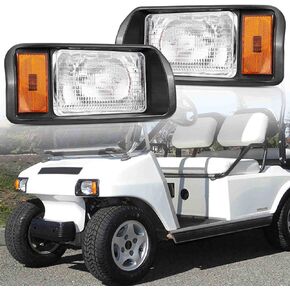 Headlights Compatible with Golf Cart Club Car DS 1993-2023 OEM Style Halogen Head Light with Bulb Passenger and Driver Side Replace # 101988002 101988001