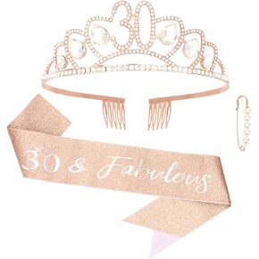 Ondder Rose Gold Birthday Sash و Crown Tiara للنساء عيد ميلاد تاج و Crown للنساء in Kuwait