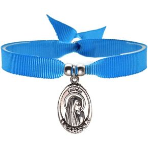 BDM Virgin of Lourdes Bracelet ، شريط سيدة Lourdes ، سوار القماش القابل للتعديل ، الشريط الديني للنساء والرجال.