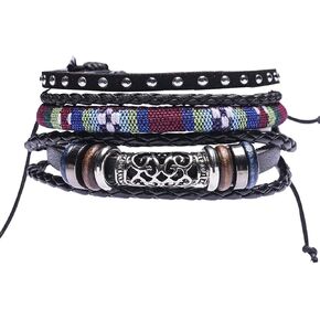 Long tiantian Leather Wrap Bracelet for Men Women Ethnic Tribal Bracelets Leather Wristbands Adjustable Handmade Braided Rope Multilayer Wrap Charm Cuff Bracelet Jewelry Gift