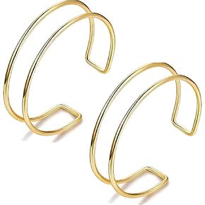 2pcs مجوهرات الكفة الذهبية للنساء للنساء سوار الذراع العلوي سوار مفتوح سوار الكفة القابلة للتعديل مجوهرات قابلة للتكدي in Kuwait