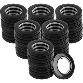 Curtain Grommets 38 Pack Black, Silent Glide Plastic Rings for Window Treatments, Drapery Eyelets for Roman Rods, Interior Design Hardware with Noise Reduction