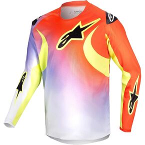 Alpinestars 3773724-2029-L: Youth Racer Lucent Jersey White/Neon Red/Yellow Fluo Lg