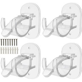4 Packs Upgrade Large No Drill Heavy Duty Curtain Rod Holder Hangers - Self Adhesive Curtain Rod Hooks for Bathroom Kitchen Home and Apartment，Transparent