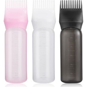 Root Comb Applicator Bottle 6 Ounce Applicator Bottle for Hair Dye 3 Pack Hair Oil Applicator with Graduated Scale(Pink, Purple, White) in Saudi Arabia