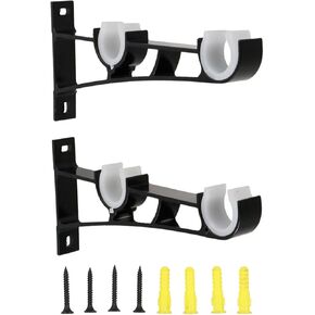 GUDEKIKL 2Pcs Curtains Rod Bracket with Screw,Double Curtain Rod Holders,Aluminum Alloy Curtain Rod Support Stand,Fit for 1" to 1.38" Drapery Rod