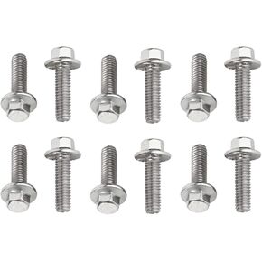 Exhaust Manifold 18-8 Stainless Steel Anti-Corrosion Flanged Bolt Compatible with Select Models,12 Pack 103944, 6506775-AA, 6507423-AA, 6507938-AA,11518860, 11609481