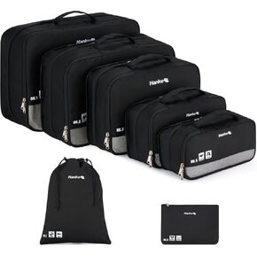 Hanke 7 Sets Packing Cubes for Travel,Travel Organizer Bags, Compressible Expandable Packing Organizers