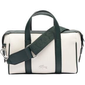 Lacoste Women's Small Nilly Petit Piqué Boston Bag, Flour/Dark Green, One Size