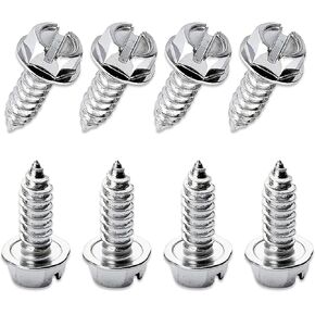 8 PCS License Plate Screw Kit, 304 Stainless Steel Bolt Fasteners, Hex Head Screws Rust-Proof Frame Accessories, Universal for Most Cars (Silver)