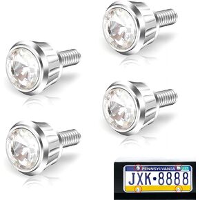 4 PCS CAR CAR LICK PLART KIT ، CAP LAMINESTONE LICKENT CAP ، مزيج مسامير لوحة ترخيص الألومنيوم ، Universal لمعظم السيارات (أبيض)