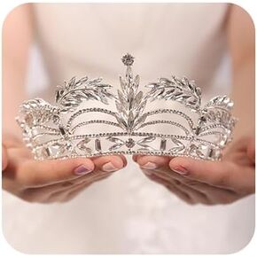 JWICOS Silver Leaves Tiara Wedding Tiaras and Crowns for Women Crystal Tiara Crown Headband Rhinestone Queen Tiara for Women Princess Crown Tiaras Bridal Wedding Prom Birthday Party