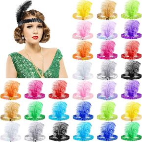 Jexine 30 PCS 1920S Flapper Beadbled Bulk Women Women Equins requins Ornestons النعامة لزخارف الكرنفال