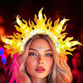Light Up Flame Headband Glowing LED Fire Hair Band Festival Party Costume Hair Accessories for Women