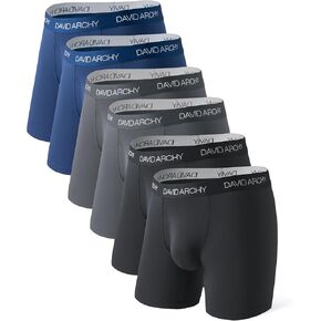 DAVID ARCHY Men's Underwear Moisture Wicking Viscose Boxer Briefs for Men, Ball Support Pouch Underwear 6 Packs