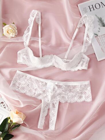 Lingerie Lace Babydoll 2 Piece Sexy Bra and Panty Sets S-XL in Saudi Arabia