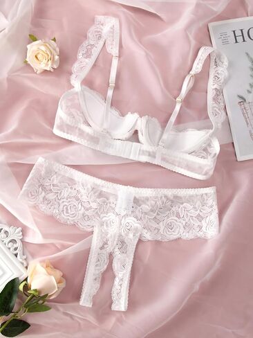 Lingerie Lace Babydoll 2 Piece Sexy Bra and Panty Sets S-XL in Saudi Arabia