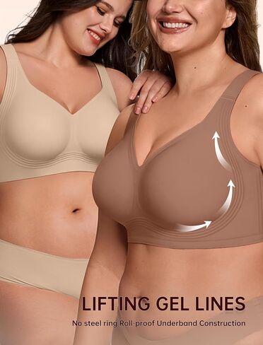 Bras for Women Supportive Wireless Push Up Bra Full Coverage No Underwear Seamless Plus Size for Older Women in Saudi Arabia