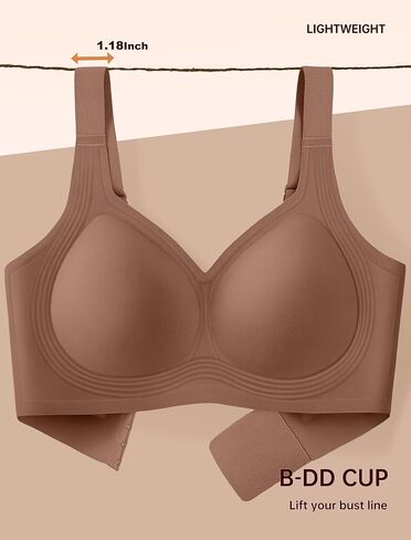 Bras for Women Supportive Wireless Push Up Bra Full Coverage No Underwear Seamless Plus Size for Older Women in Saudi Arabia