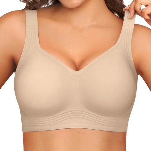 Bras for Women Supportive Wireless Push Up Bra Full Coverage No Underwear Seamless Plus Size for Older Women in Saudi Arabia