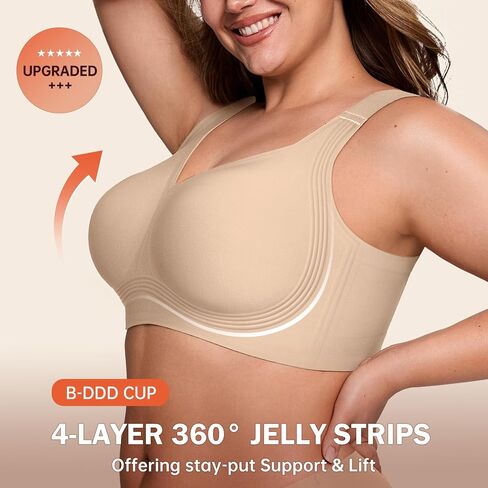 Bras for Women Supportive Wireless Push Up Bra Full Coverage No Underwear Seamless Plus Size for Older Women in Saudi Arabia