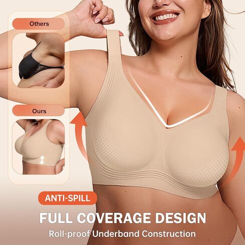 Bras for Women Supportive Wireless Push Up Bra Full Coverage No Underwear Seamless Plus Size for Older Women in Saudi Arabia