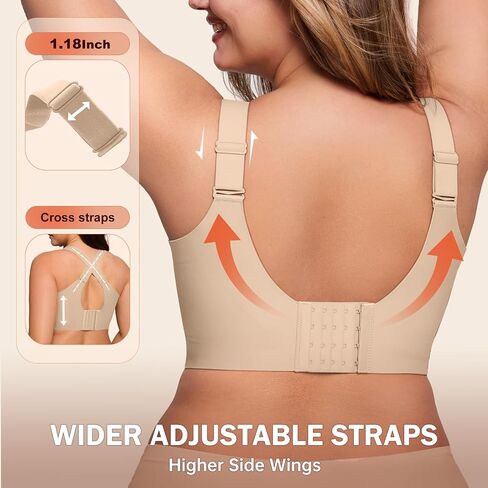 Bras for Women Supportive Wireless Push Up Bra Full Coverage No Underwear Seamless Plus Size for Older Women in Saudi Arabia