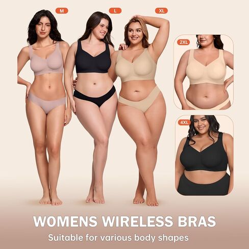 Bras for Women Supportive Wireless Push Up Bra Full Coverage No Underwear Seamless Plus Size for Older Women in Saudi Arabia
