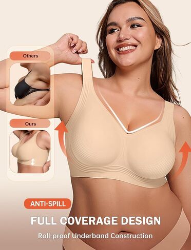 Bras for Women Supportive Wireless Push Up Bra Full Coverage No Underwear Seamless Plus Size for Older Women in Saudi Arabia