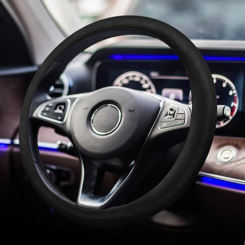 Car Steering Wheel Cover, Anti-Slip Silicone Car Steering Wheel Protector, Auto Steering Cover Universal Fits 12.6-15.7 Inch, Vehicle Interior Accessories for Car SUV Truck Van (Black) in Saudi Arabia
