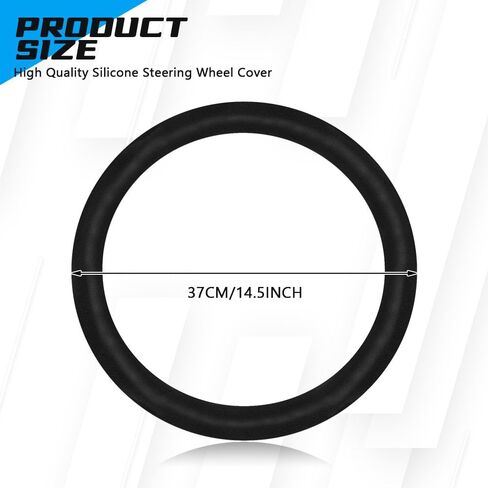 Car Steering Wheel Cover, Anti-Slip Silicone Car Steering Wheel Protector, Auto Steering Cover Universal Fits 12.6-15.7 Inch, Vehicle Interior Accessories for Car SUV Truck Van (Black) in Saudi Arabia