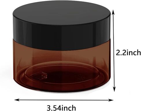 8 oz Amber Plastic Cosmetic Jars Leak Proof Container with Black Lid for Cream, Lotion, Powder, ointment, Beauty Products etc, 6 Pcs. in Kuwait