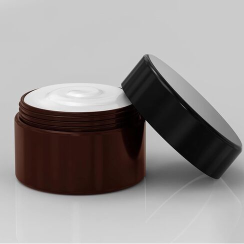 8 oz Amber Plastic Cosmetic Jars Leak Proof Container with Black Lid for Cream, Lotion, Powder, ointment, Beauty Products etc, 6 Pcs. in Kuwait
