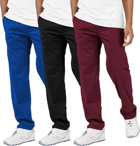 Ultra Performance 3 Pack Mens Athletic Open Bottom Sweatpants Active Track Pants Casual Tricot Wide Leg Sweat Pants for Men in Kuwait