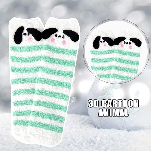 Benefeet Sox Cute Fuzzy Socks for Women Girls Funny 3D Dog Fluffy Socks Soft Cozy Animal Fleece Socks Warm Slipper Socks in Saudi Arabia