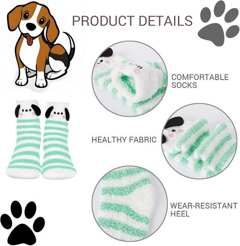 Benefeet Sox Cute Fuzzy Socks for Women Girls Funny 3D Dog Fluffy Socks Soft Cozy Animal Fleece Socks Warm Slipper Socks in Saudi Arabia