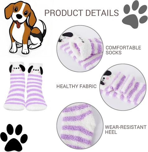 Benefeet Sox Cute Fuzzy Socks for Women Girls Funny 3D Dog Fluffy Socks Soft Cozy Animal Fleece Socks Warm Slipper Socks in Saudi Arabia