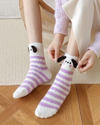 Benefeet Sox Cute Fuzzy Socks for Women Girls Funny 3D Dog Fluffy Socks Soft Cozy Animal Fleece Socks Warm Slipper Socks in Saudi Arabia