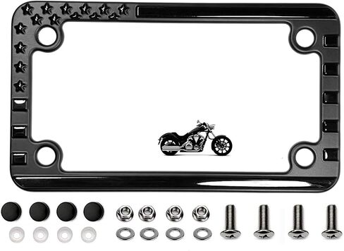 MULL 3D Embossed American Flag Motorcycle Aluminum License Plate Frame, Black (Pack of 1) in Saudi Arabia