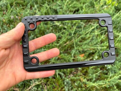 MULL 3D Embossed American Flag Motorcycle Aluminum License Plate Frame, Black (Pack of 1) in Saudi Arabia