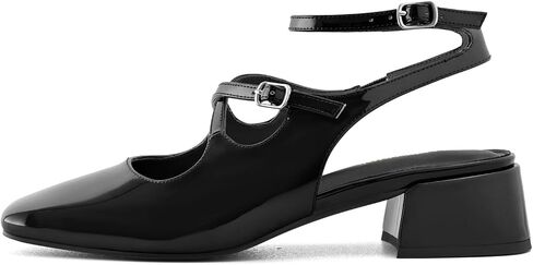 Womens Slingback Mary Jane Heels Square Toe Chunky Low Heel Ankle Strap Pumps Wedding Party Dress Shoes in Saudi Arabia