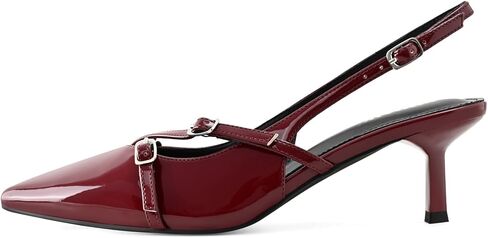 كعب هريرة للنساء المدببة مضخات إصبع القدم منخفضة الكعب مشبك الكعب الكعب الكعب in Kuwait