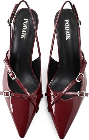 كعب هريرة للنساء المدببة مضخات إصبع القدم منخفضة الكعب مشبك الكعب الكعب الكعب in Kuwait