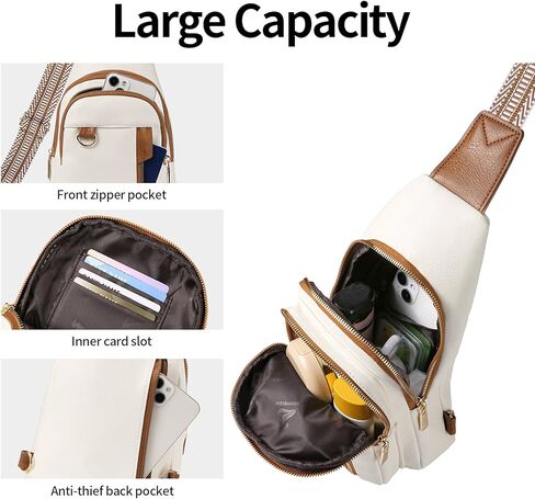 GAEKEAO Sling Bag for Women Crossbody Bags Fanny Pack Vegan Leather Chest Bag Travel Shoulder Belt Purse Backpack Gifts in Kuwait