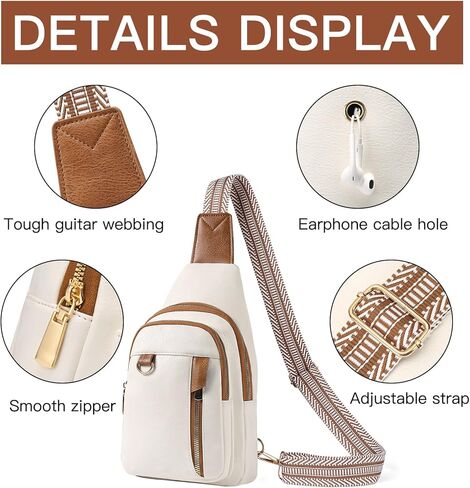 GAEKEAO Sling Bag for Women Crossbody Bags Fanny Pack Vegan Leather Chest Bag Travel Shoulder Belt Purse Backpack Gifts in Kuwait