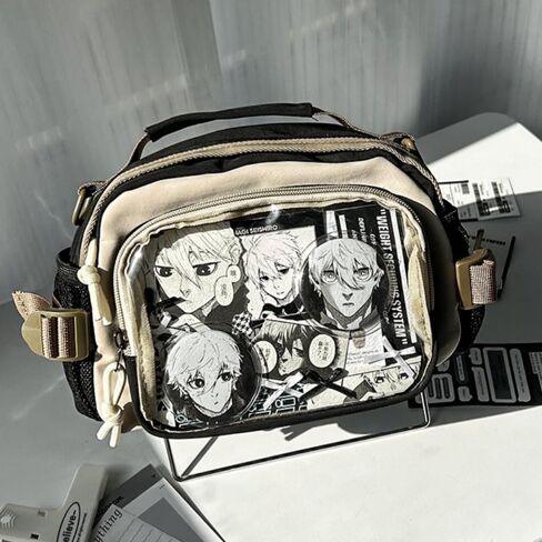 Ita Bag Pin Display Backpack with Insert Canvas Single Shoulder Crossbody Bag Contrast Handbag and Purse for Women (Black) in Saudi Arabia