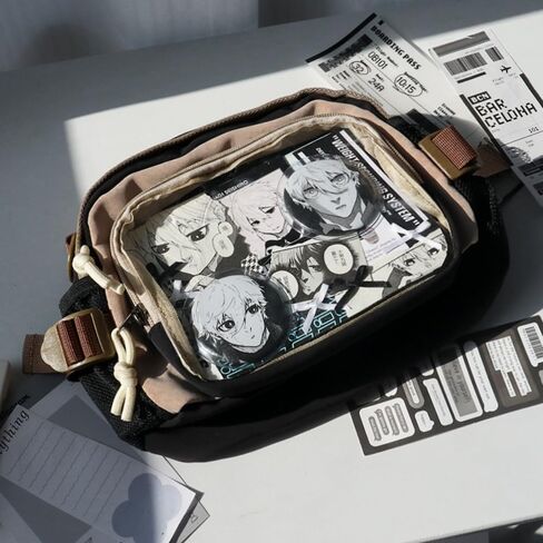 Ita Bag Pin Display Backpack with Insert Canvas Single Shoulder Crossbody Bag Contrast Handbag and Purse for Women (Black) in Saudi Arabia