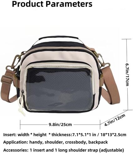 Ita Bag Pin Display Backpack with Insert Canvas Single Shoulder Crossbody Bag Contrast Handbag and Purse for Women (Black) in Saudi Arabia